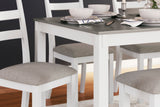 Stonehollow Dining Table/4 Chairs with Bench - White/Grey