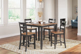 Gesthaven Counter Height Dining Table and 4 Barstools (Set of 5) - Natural/Brown