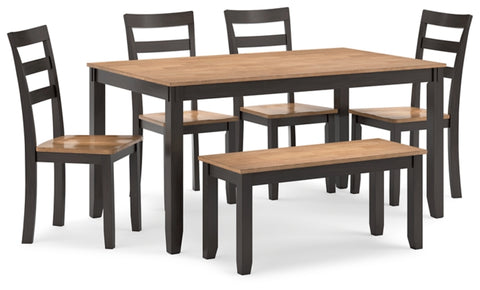 Gesthaven - Two-Tone - Dining Table with 4 Chairs and Bench (Set of 6)