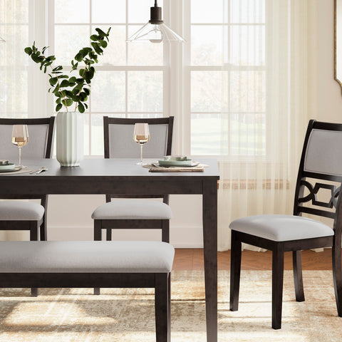 Langwest Dining Table and 4 Chairs and Bench (Set of 6) - Brown
