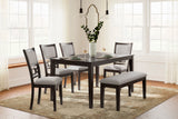 Langwest - Brown - Dining Table and 4 Chairs and Bench (Set of 6)
