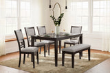Langwest Dining Table and 4 Chairs and Bench (Set of 6) - Brown