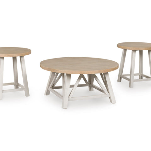 Fawndell Occasional Table Set - Antique White/Brown