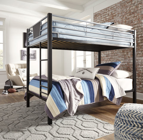 Dinsmore - Black/Grey - Twin/Twin Bunk Bed Frame
