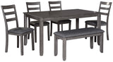 Bridson Table/4 Chairs/Bench - Grey