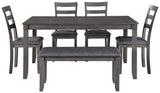 Bridson Table/4 Chairs/Bench - Grey