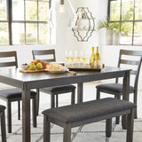 Bridson Table/4 Chairs/Bench - Grey
