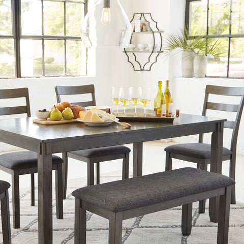 Bridson Table/4 Chairs/Bench - Grey