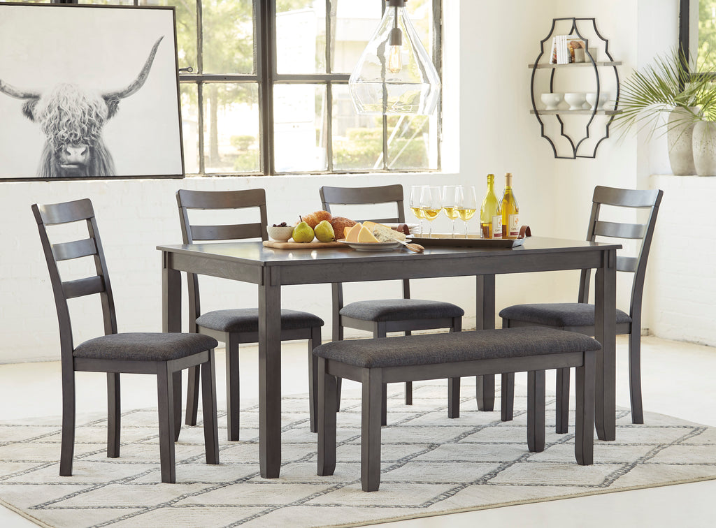 Bridson - Grey - Table/4 Chairs/Bench – Dave's Furniture & Appliances