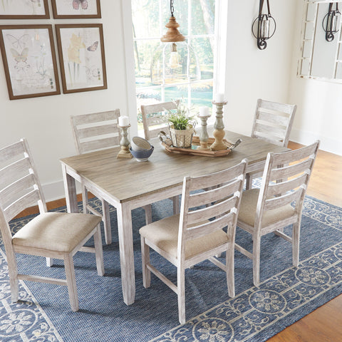 Skempton Table/6 Chairs - White/Light Brown