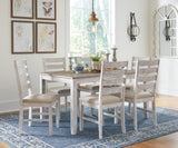 Skempton Table/6 Chairs - White/Light Brown