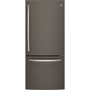 GE 30" 20.9 cu. ft. Bottom Mount Freezer Refrigerator with LED Lighting - Slate