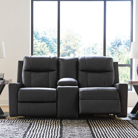 Mackmenville DBL Rec Loveseat w/Console - Carbon