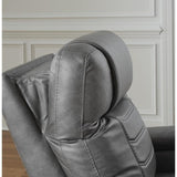 Schooner Rocks Power Leather Look Recliner - Gray