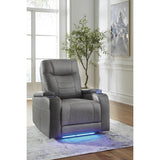 Schooner Rocks Power Leather Look Recliner - Gray