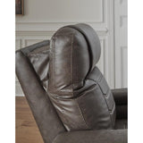 Schooner Rocks Power Leather Look Recliner - Umber