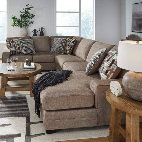 Cannonbrook 3-Piece Sectional with Chaise/Ottoman - Nutmeg