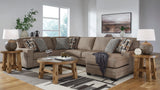 Cannonbrook 3-Piece Sectional with Chaise/Ottoman - Nutmeg