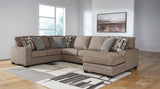 Cannonbrook 3-Piece Sectional with Chaise/Ottoman - Nutmeg