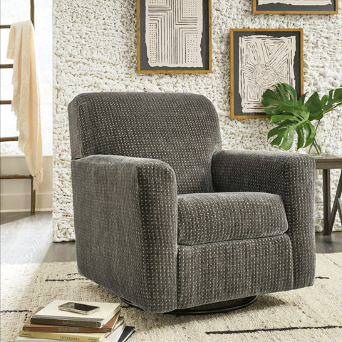 Herstow - Charcoal - Swivel Glider Accent Chair