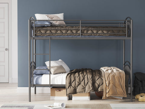 Lanceburg Twin/Twin Bunk Bed w/Ladder - Gray