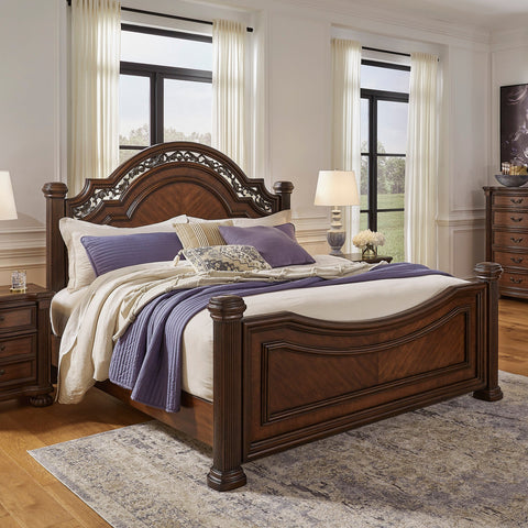 Lavinton King Poster Bed - Cherry Brown