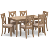 Sanbriar - Light Brown - Table/6 Chairs