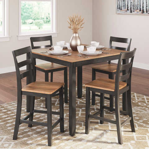 Gesthaven - Natural/Brown - Counter Height Dining Table and 4 Barstools (Set of 5)
