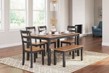 Gesthaven Dining Table with 4 Chairs and Bench (Set of 6) - Natural/Brown