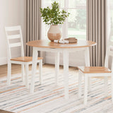 Gesthaven Round DRM Drop Leaf Table/2 Chairs - Natural/White
