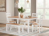 Gesthaven Table/4 Chairs/Bench - White/Brown