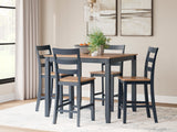 Gesthaven Counter Height Dining Table and 4 Barstools (Set of 5) - Natural/Blue