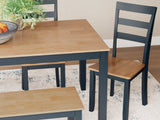Gesthaven Dining Table with 4 Chairs and Bench (Set of 6) - Natural/Blue