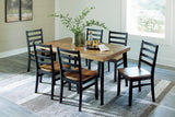 Blondon Dining Table and 6 Chairs (Set of 7) - Brown/Black