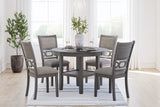 Wrenning - Grey - Dining Table and 4 Chairs (Set of 5)