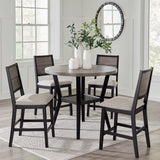 Corloda Counter Height Dining Table and 4 Barstools (Set of 5) - Black/Grey