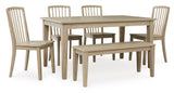 Gleanville - Light Brown - Dining Table/4 Chairs/Bench