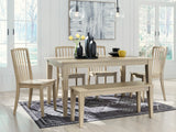 Gleanville - Light Brown - Dining Table/4 Chairs/Bench