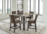 Jeshina Square DRM Counter Table/4 Stools - Dark Brown/Beige