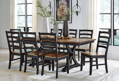 Wildenauer RECT Dining Room EXT Table/8 Chairs - Brown/Black
