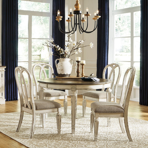 Realyn Table/4 Chairs - White/Brown