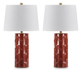 Jacemour Ceramic Table Lamp Set - Burnt Umber