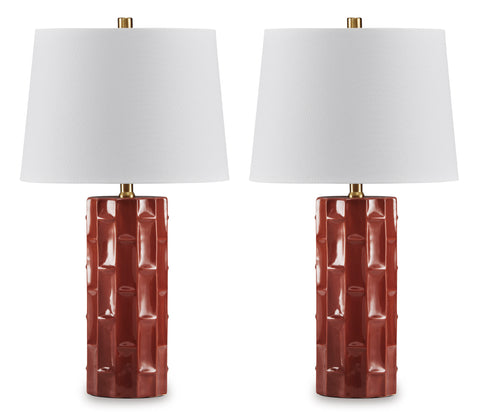 Jacemour Ceramic Table Lamp Set - Burnt Umber
