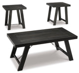Noorbrook - Black/Pewter - 3pce Occasional Table Set