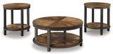 Roybeck Occasional Table Set - Light Brown/Bronze