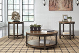 Roybeck Occasional Table Set - Light Brown/Bronze