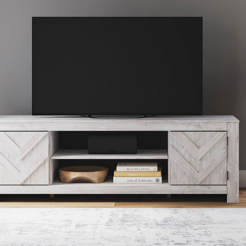 Cayboni LG TV Stand w/Fireplace Option - Whitewash