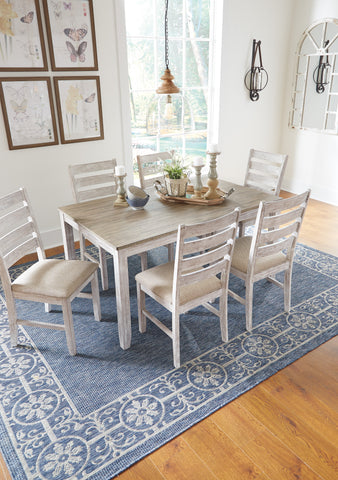 Skempton - White/Light Brown - Table/6 Chairs