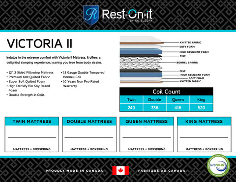 Restonit - Victoria II 2 Sided Pillow Top - Full/Double Mattress